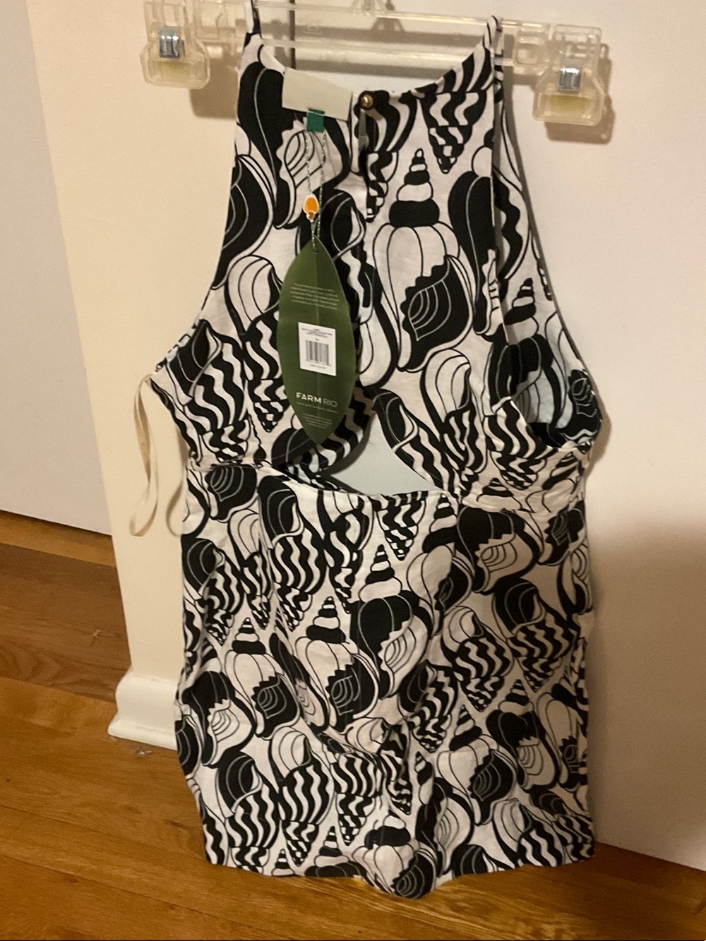 FARM Rio Black and White Sand Diamond Seashell Serenade cutout mini dress - Picture 3 of 8